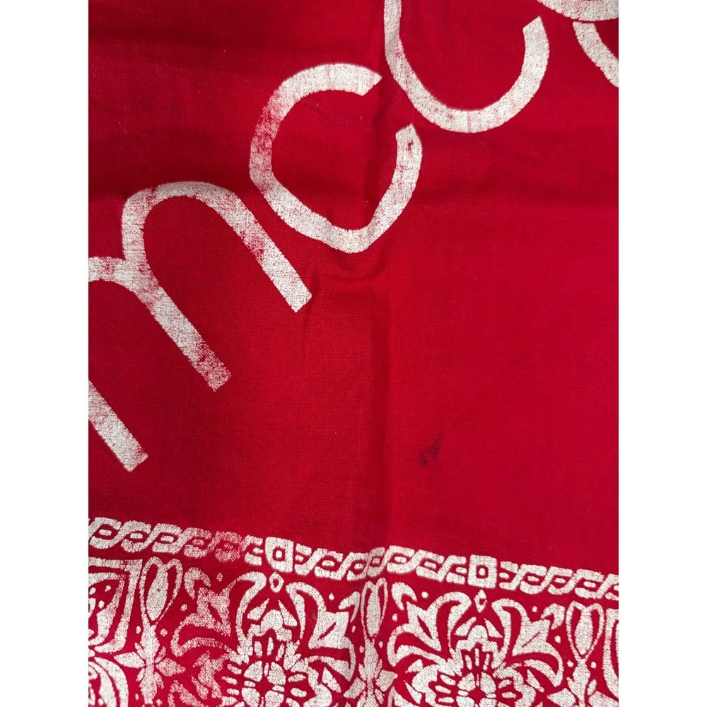 Vintage Western‎ MCC Logo Red Bandana Cotton Scarf Floral Border Print Square